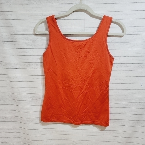 MAINBOCHER SLINKY WODE STRAP BRIGHT ORANGE CAMISOLE TANK TOP, SZ SMALL - Picture 3 of 4